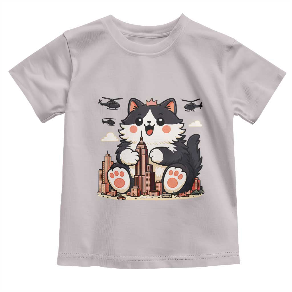 Funny Giant Cat Monster Invades City Toddler T Shirt Cat Lover Gift TS12 Ice Gray Print Your Wear