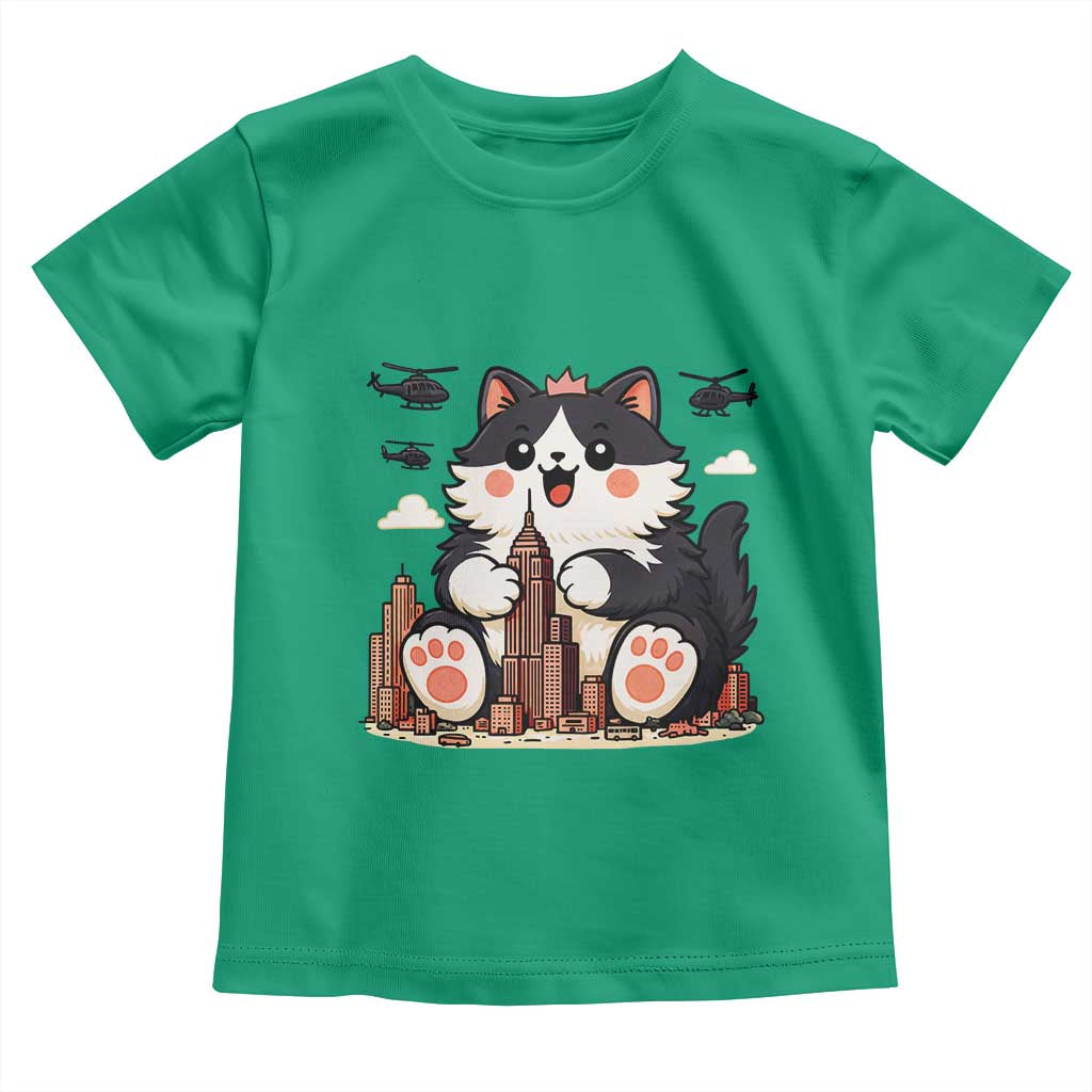 Funny Giant Cat Monster Invades City Toddler T Shirt Cat Lover Gift TS12 Irish Green Print Your Wear