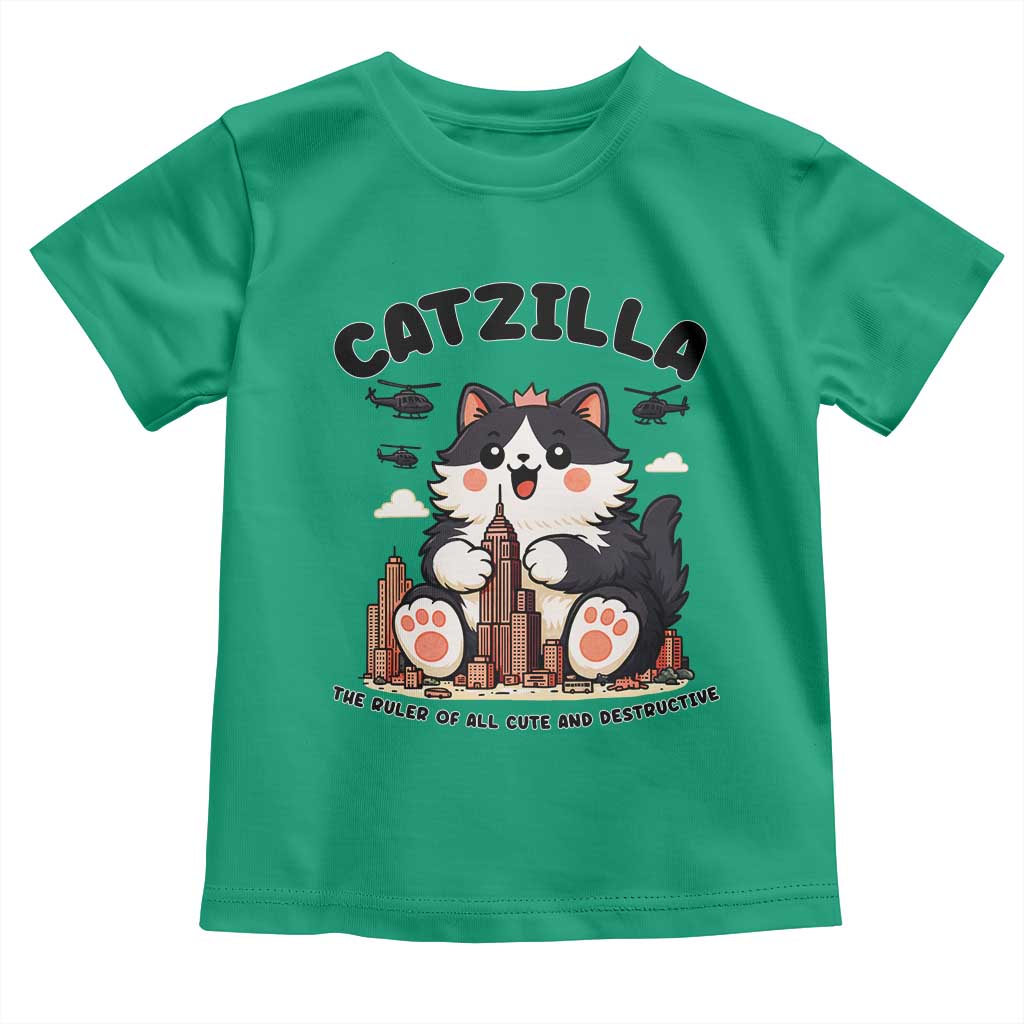 Cute Catzilla Toddler T Shirt The Ruler Of All Cute And Destructive Funny TS12 Irish Green Print Your Wear