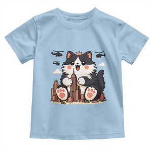 Funny Giant Cat Monster Invades City Toddler T Shirt Cat Lover Gift TS12 Light Blue Print Your Wear