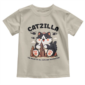 Cute Catzilla Toddler T Shirt The Ruler Of All Cute And Destructive Funny TS12 Sand Print Your Wear