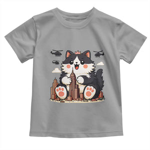Funny Giant Cat Monster Invades City Toddler T Shirt Cat Lover Gift TS12 Sport Gray Print Your Wear