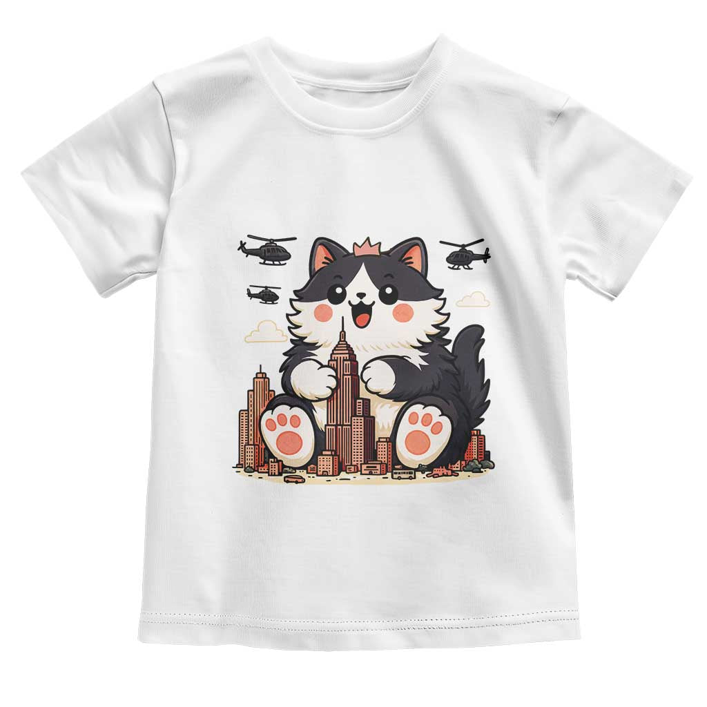 Funny Giant Cat Monster Invades City Toddler T Shirt Cat Lover Gift TS12 White Print Your Wear