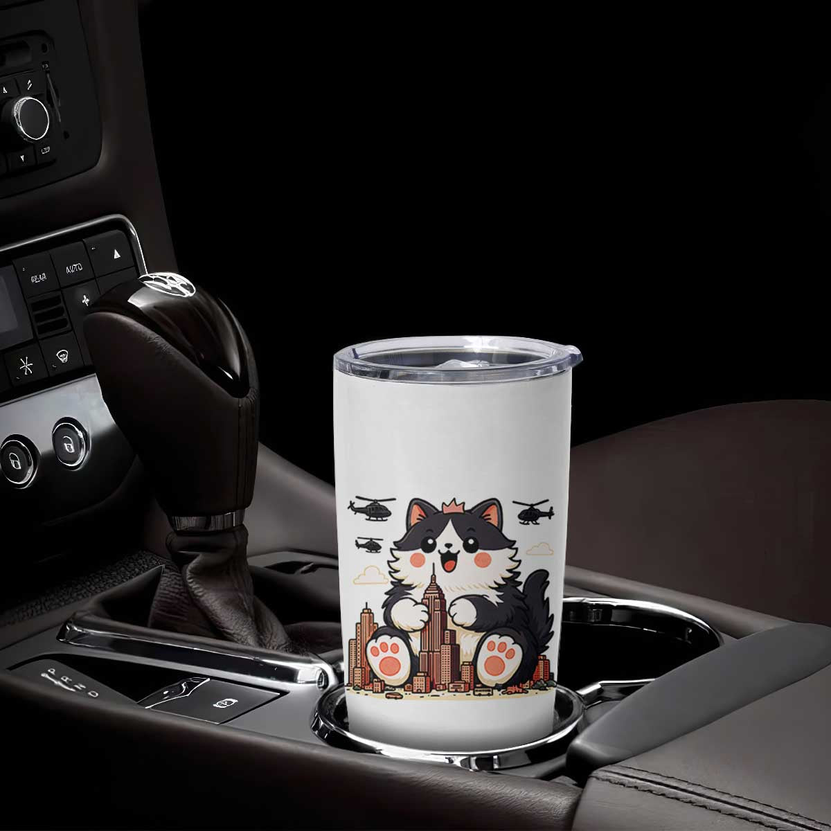Funny Giant Cat Monster Invades City Tumbler Cup Cat Lover Gift TS12 Print Your Wear