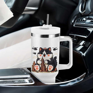 Funny Giant Cat Monster Invades City Tumbler With Handle Cat Lover Gift TS12 Print Your Wear