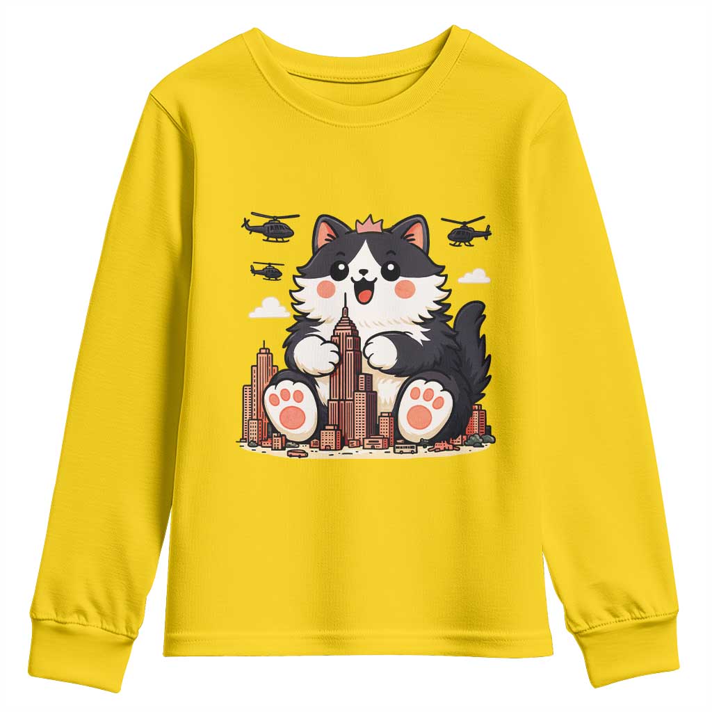 Funny Giant Cat Monster Invades City Youth Sweatshirt Cat Lover Gift TS12 Daisy Print Your Wear