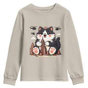 Funny Giant Cat Monster Invades City Youth Sweatshirt Cat Lover Gift TS12 Sand Print Your Wear