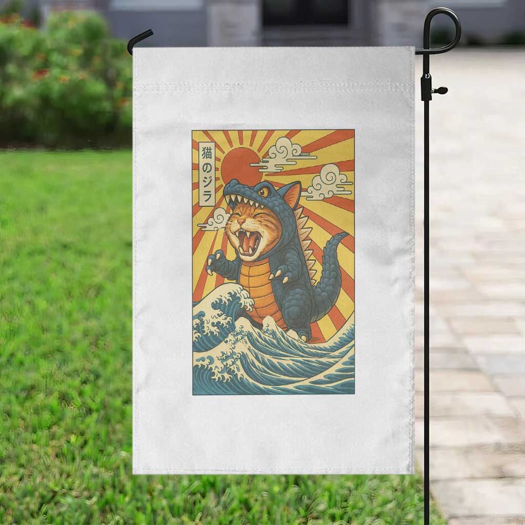 Kawaii Cat Monster Japanese Sun Wave Art Garden Flag TS12 Print Your Wear