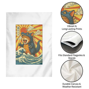 Catzilla Garden Flag Kawaii Cat Monster Japanese Sun Wave Art TS12 Print Your Wear