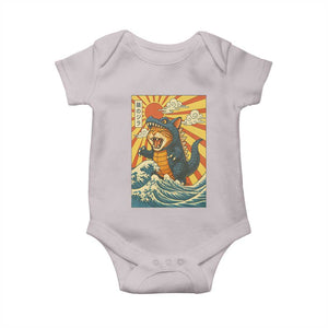 Kawaii Cat Monster Japanese Sun Wave Art Baby Onesie TS12 Ice Gray Print Your Wear