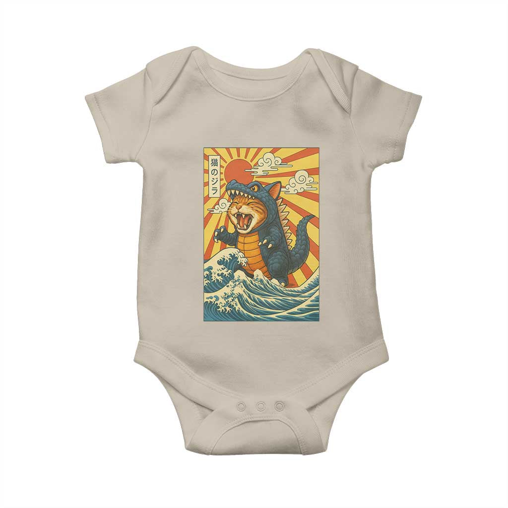 Kawaii Cat Monster Japanese Sun Wave Art Baby Onesie TS12 Sand Print Your Wear