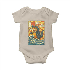 Catzilla Baby Onesie Kawaii Cat Monster Japanese Sun Wave Art TS12 Sand Print Your Wear