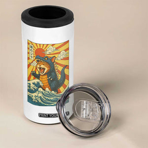 Catzilla 4 in 1 Can Cooler Tumbler Kawaii Cat Monster Japanese Sun Wave Art TS12 Print Your Wear