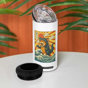 Catzilla 4 in 1 Can Cooler Tumbler Kawaii Cat Monster Japanese Sun Wave Art TS12 Print Your Wear