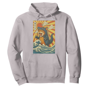 Catzilla Hoodie Kawaii Cat Monster Japanese Sun Wave Art TS12 Ice Gray Print Your Wear