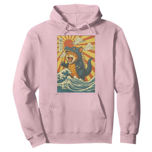 Catzilla Hoodie Kawaii Cat Monster Japanese Sun Wave Art TS12 Light Pink Print Your Wear