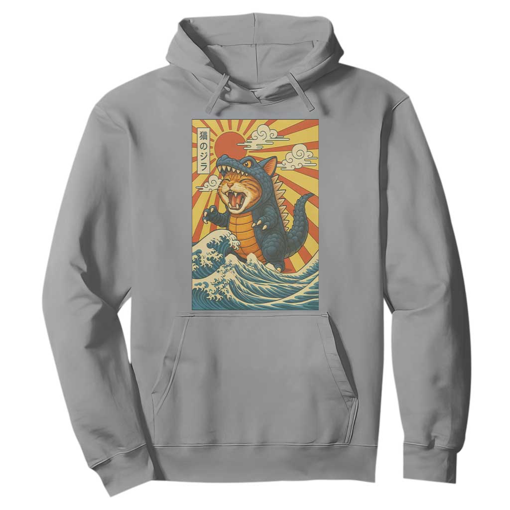Kawaii Cat Monster Japanese Sun Wave Art Hoodie TS12 Sport Gray Print Your Wear
