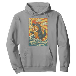 Catzilla Hoodie Kawaii Cat Monster Japanese Sun Wave Art TS12 Sport Gray Print Your Wear