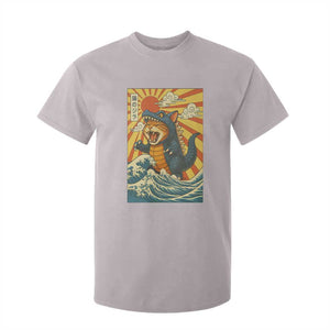Catzilla T Shirt For Kid Kawaii Cat Monster Japanese Sun Wave Art TS12 Ice Gray Print Your Wear