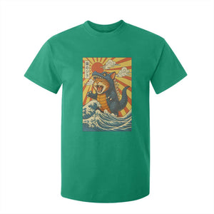 Catzilla T Shirt For Kid Kawaii Cat Monster Japanese Sun Wave Art TS12 Irish Green Print Your Wear