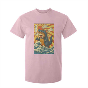 Catzilla T Shirt For Kid Kawaii Cat Monster Japanese Sun Wave Art TS12 Light Pink Print Your Wear