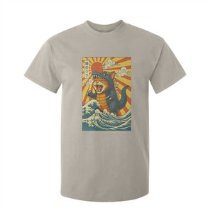 Catzilla T Shirt For Kid Kawaii Cat Monster Japanese Sun Wave Art TS12 Sand Print Your Wear