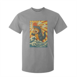 Catzilla T Shirt For Kid Kawaii Cat Monster Japanese Sun Wave Art TS12 Sport Gray Print Your Wear