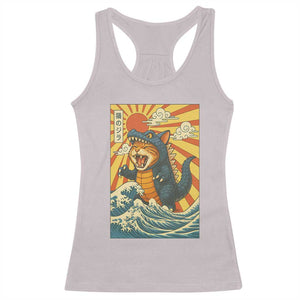 Catzilla Racerback Tank Top Kawaii Cat Monster Japanese Sun Wave Art TS12 Ice Gray Print Your Wear