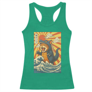 Catzilla Racerback Tank Top Kawaii Cat Monster Japanese Sun Wave Art TS12 Irish Green Print Your Wear