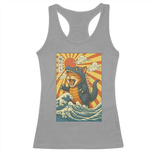 Kawaii Cat Monster Japanese Sun Wave Art Racerback Tank Top TS12 Sport Gray Print Your Wear