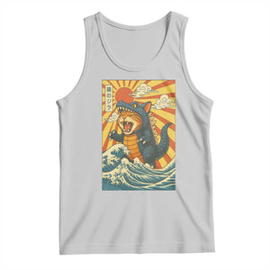 Catzilla Tank Top Kawaii Cat Monster Japanese Sun Wave Art TS12 Ash Print Your Wear