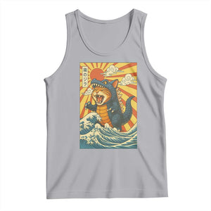 Catzilla Tank Top Kawaii Cat Monster Japanese Sun Wave Art TS12 Athletic Heather Print Your Wear
