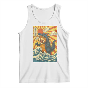 Kawaii Cat Monster Japanese Sun Wave Art Tank Top TS12 White Print Your Wear