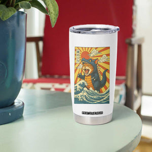 Catzilla Tumbler Cup Kawaii Cat Monster Japanese Sun Wave Art TS12 Print Your Wear