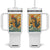 Catzilla Tumbler With Handle Kawaii Cat Monster Japanese Sun Wave Art TS12 One Size: 40 oz White Print Your Wear