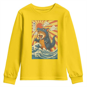 Catzilla Youth Sweatshirt Kawaii Cat Monster Japanese Sun Wave Art TS12 Daisy Print Your Wear