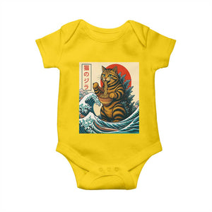 Catzilla Baby Onesie Cute Cat Eating Ramen Japanese Sun Wave Art TS12 Daisy Print Your Wear