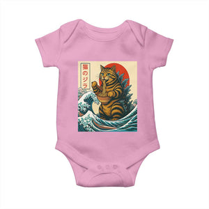 Cute Giant Cat Monster Eating Ramen Baby Onesie Japanese Sun Wave Art TS12 Light Pink Print Your Wear
