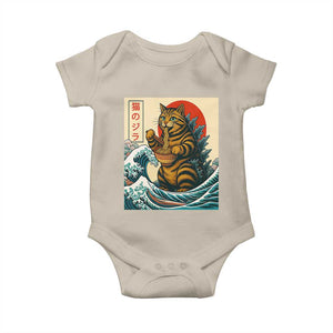 Catzilla Baby Onesie Cute Cat Eating Ramen Japanese Sun Wave Art TS12 Sand Print Your Wear