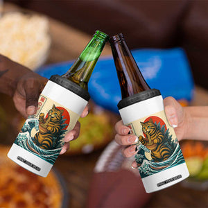 Catzilla 4 in 1 Can Cooler Tumbler Cute Cat Eating Ramen Japanese Sun Wave Art TS12 Print Your Wear