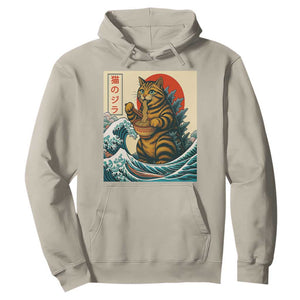 Cute Giant Cat Monster Eating Ramen Hoodie Japanese Sun Wave Art TS12 Sand Print Your Wear