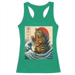 Cute Giant Cat Monster Eating Ramen Racerback Tank Top Japanese Sun Wave Art TS12 Irish Green Print Your Wear