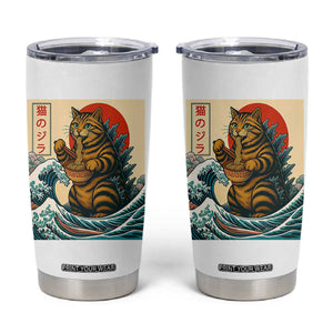Cute Giant Cat Monster Eating Ramen Tumbler Cup Japanese Sun Wave Art TS12 White Print Your Wear
