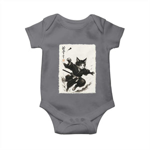 Samurai Cat Baby Onesie Japanese Sumie Cat Warrior Art TS12 Charcoal Print Your Wear