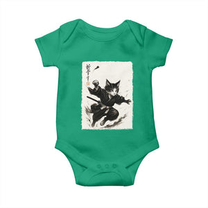 Samurai Cat Baby Onesie Japanese Sumie Cat Warrior Art TS12 Irish Green Print Your Wear
