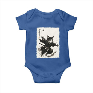 Samurai Cat Baby Onesie Japanese Sumie Cat Warrior Art TS12 Royal Blue Print Your Wear