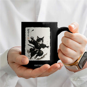 Samurai Cat Coffee Mug Japanese Sumie Cat Warrior Art TS12 Print Your Wear