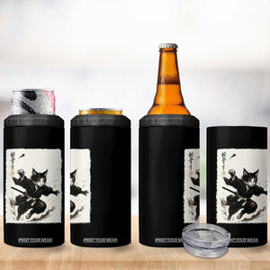Samurai Cat 4 in 1 Can Cooler Tumbler Japanese Sumie Cat Warrior Art TS12 Print Your Wear