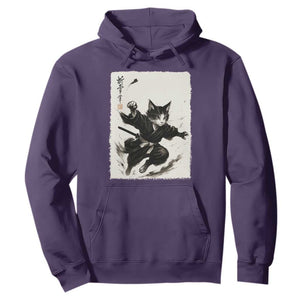 Samurai Cat Hoodie Japanese Sumie Cat Warrior Art TS12 Purple Print Your Wear