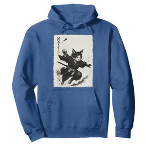 Samurai Cat Hoodie Japanese Sumie Cat Warrior Art TS12 Royal Blue Print Your Wear